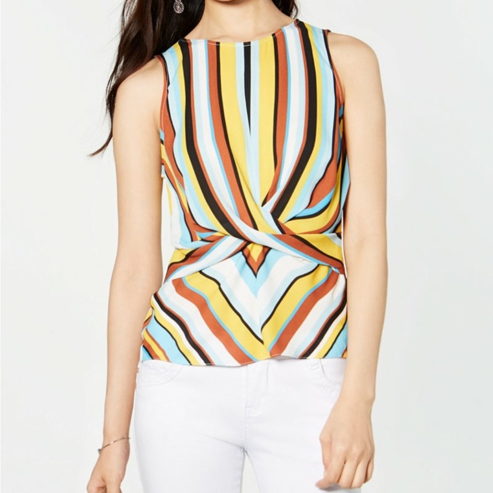 NEW INC STRIPED TWIST FRONT TOP